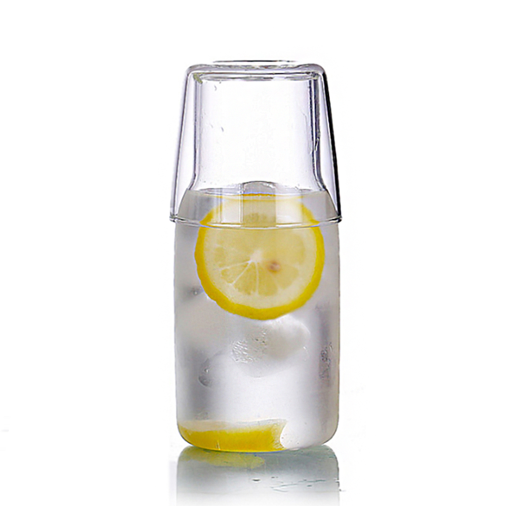 내열유리물병 퓨어라인 뚜껑컵 유리물병세트(550ml) 냉장물병 - 상품 이미지