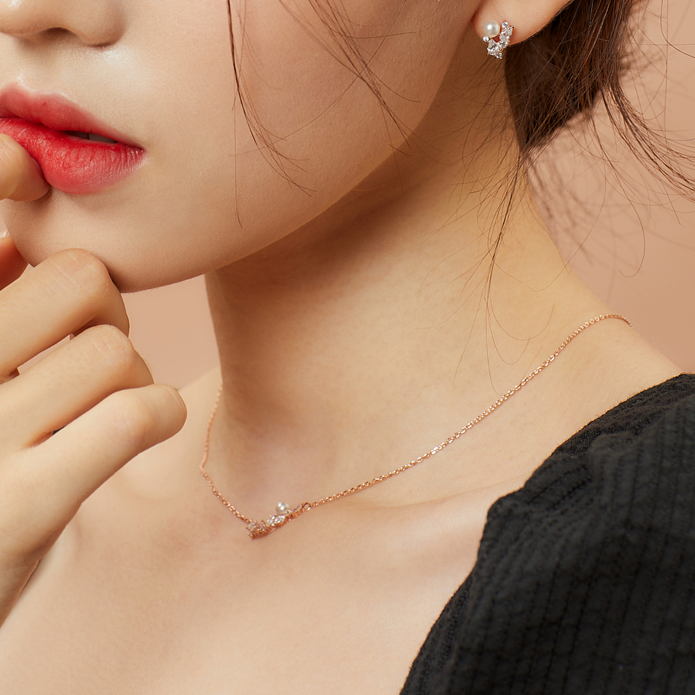 모노그래프 포인트 여성 주얼리 캐주얼 펜던트 패션 데일리 드롭 목걸이 펄블라썸 이미지 6