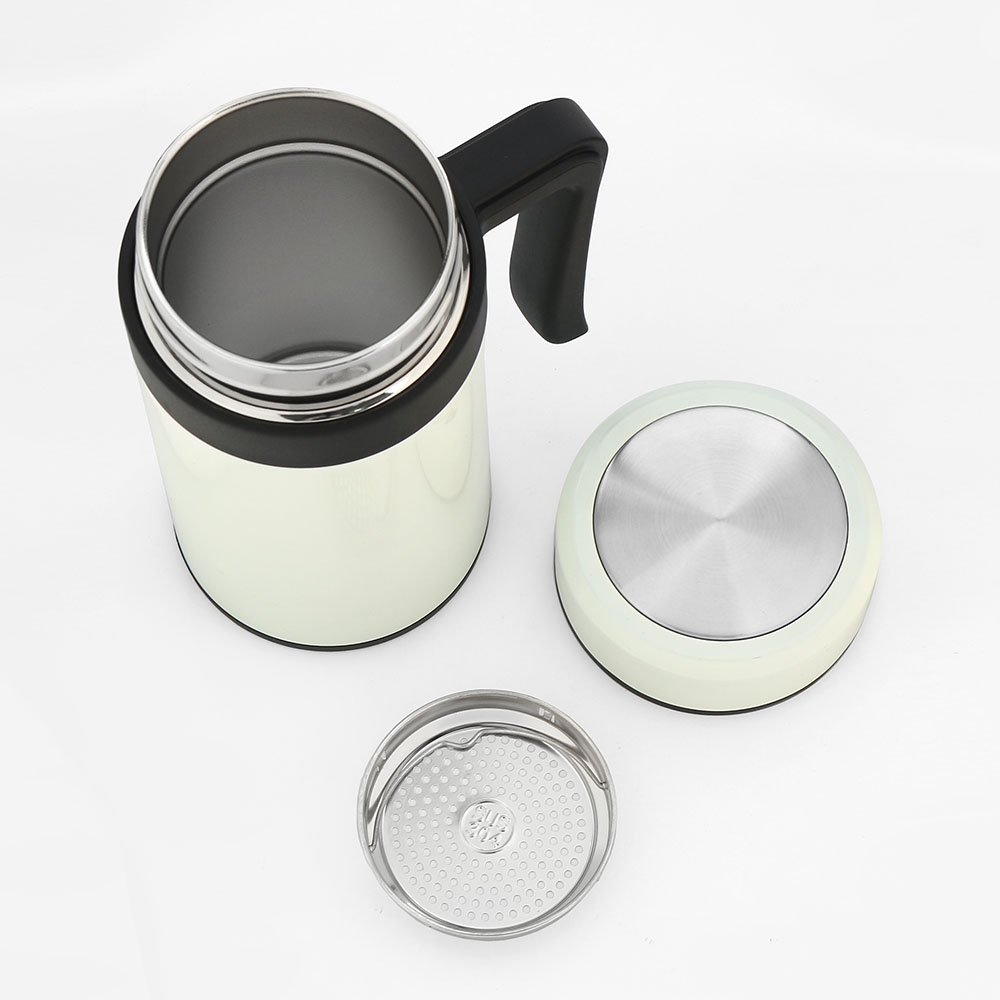 뚜껑컵 보온보냉 손잡이 텀블러(450ml) (화이트) 스텐텀블러 뚜껑있는컵 - 메인 이미지