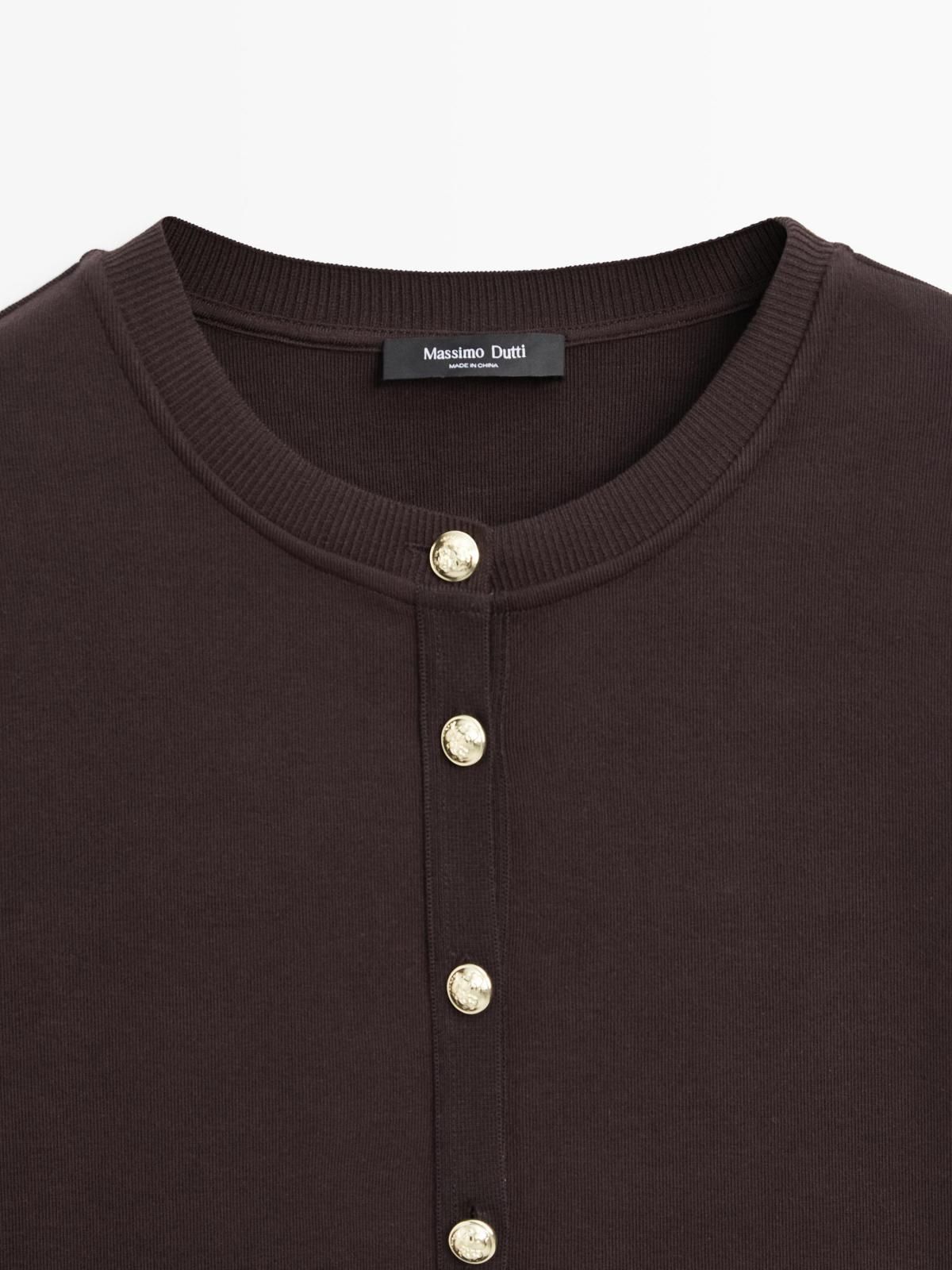 마시모두띠 골드버튼 라운드넥 니트 가디건 6257/577 BROWN - 상세 이미지 5