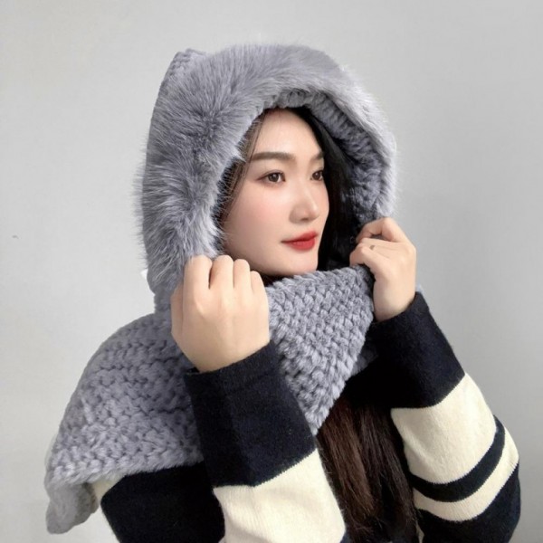 겨울목도리 후드 머플러 코지데잇 후드목도리 후드형머플러 일체형목도리 방한털모자목도리 여자겨 - 메인 이미지