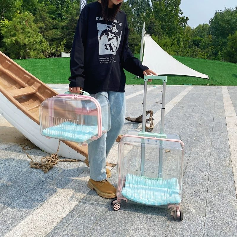 반려동물 여행용 가방 고양이 강아지 이동장 투명 캐리어 2층 레이크그린 하단 대형 케이스 상단 7.0kg 하단 11.0kg - 상세 이미지 4