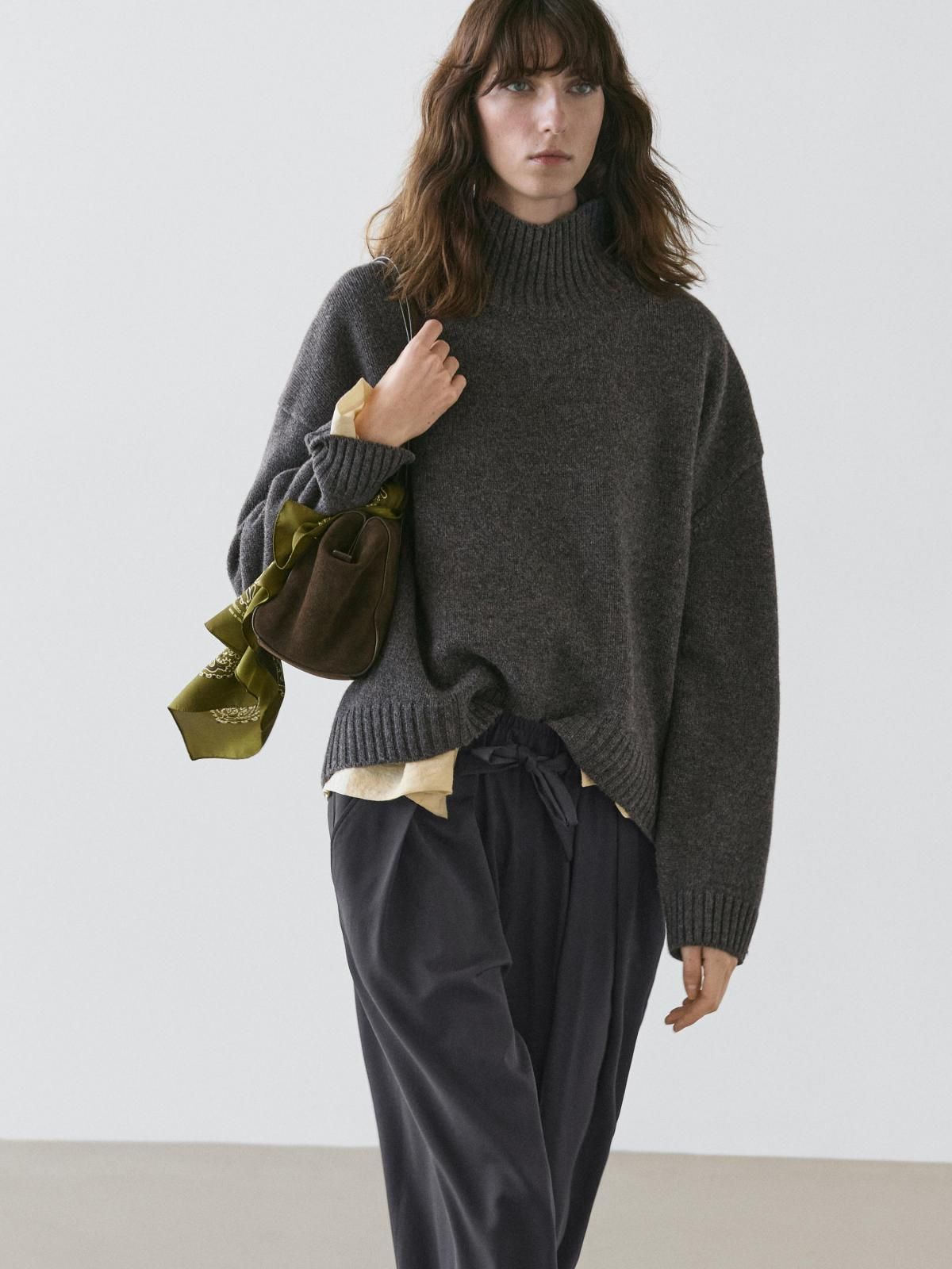 마시모두띠 프리미엄 울 하이넥 니트 스웨터 5788/593 ANTHRACITE GREY - 상세 이미지 4