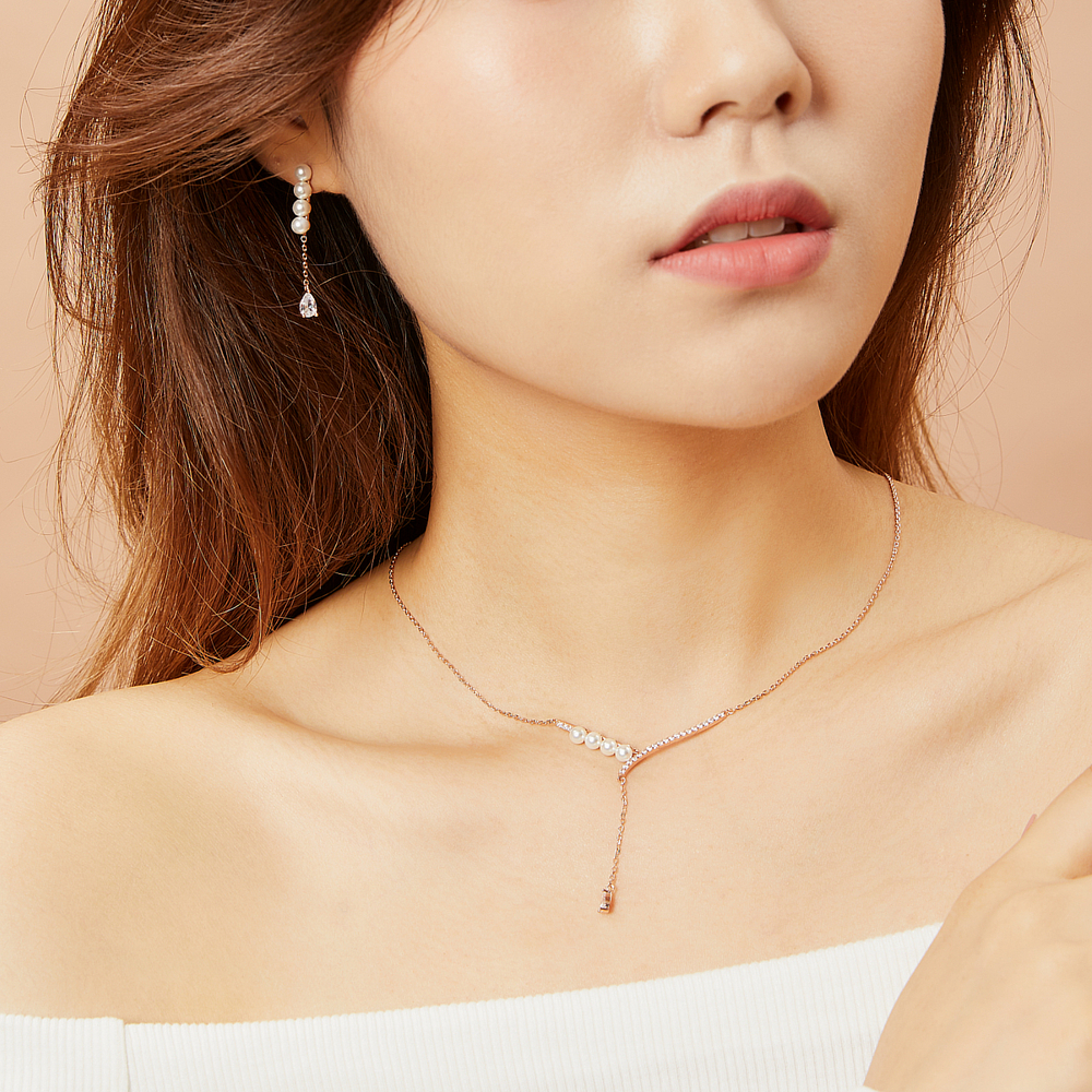 모노그래프 펄스톤 여성 주얼리 캐주얼 펜던트 패션 데일리 진주 목걸이 화이트 - 상세 이미지 5