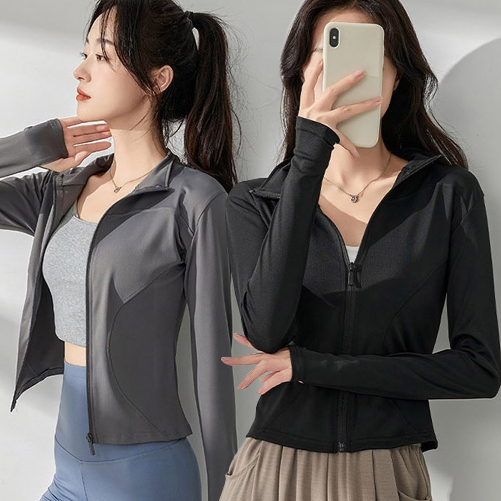 여자 아웃도어 등산 런닝 헬스 요가 슬림 집업 자켓 - 상품 이미지