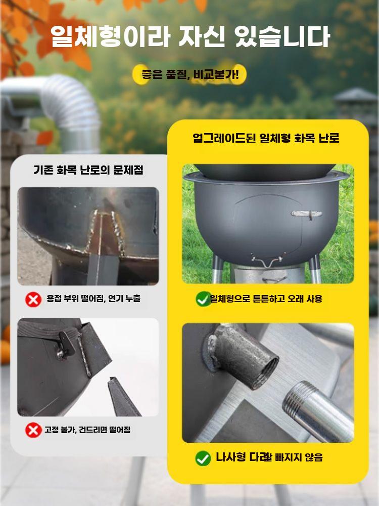 무연 화목난로 가정용 야외 철재 화덕 대형 조리 화로 - 상세 이미지 4