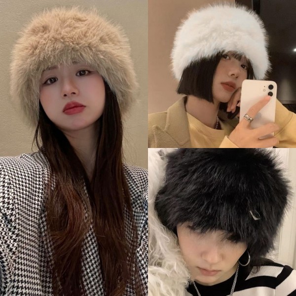 보온 퍼이누이트모자 여성 무지 털 겨울 방한 인싸템 털벙거지 여성벙거지 데일리모자 털버킷햇 - 상품 이미지
