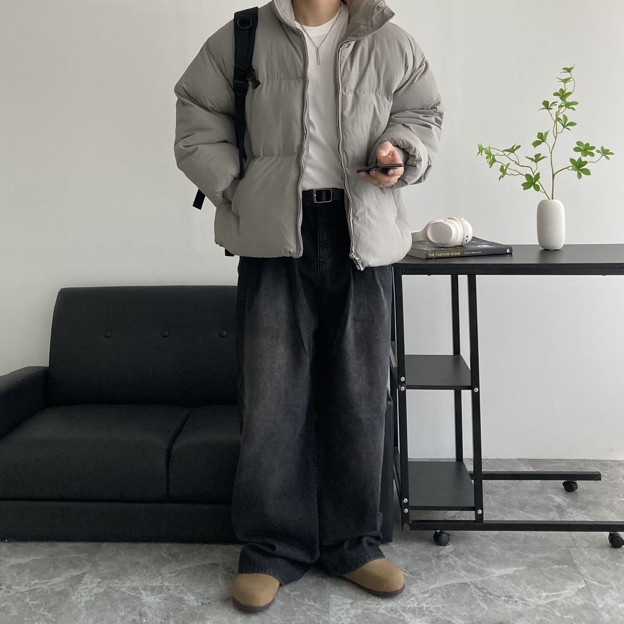 남자패딩점퍼 에센셜 웰론 하이넥 스트링 - 상세 이미지 3