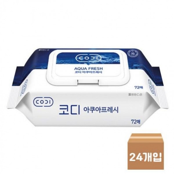 캡형 코디아쿠아후레쉬물티슈 72매 박스 쌍용 24개입 물티슈 물티슈72매