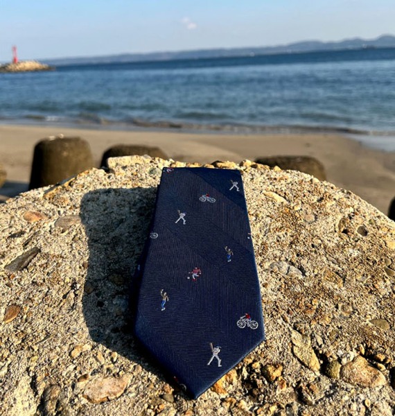 네이비 스포츠 패턴 수동 넥타이 8.5cm - 상품 이미지