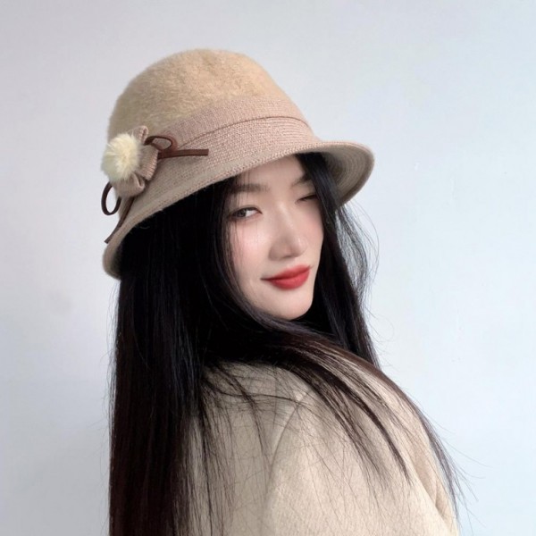 소피안 버킷햇 플라워 벙거지모자 겨울털모자 겨울버킷햇 벙거지 여성겨울모자 여성버킷햇 앙고라 - 상품 이미지