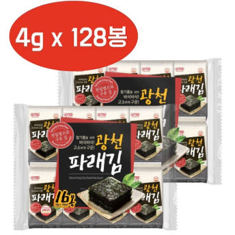 명식품본사 광천파래김 4g 128개 1박스 도시락 식탁 재래김 들기름 식당식자재 도매가