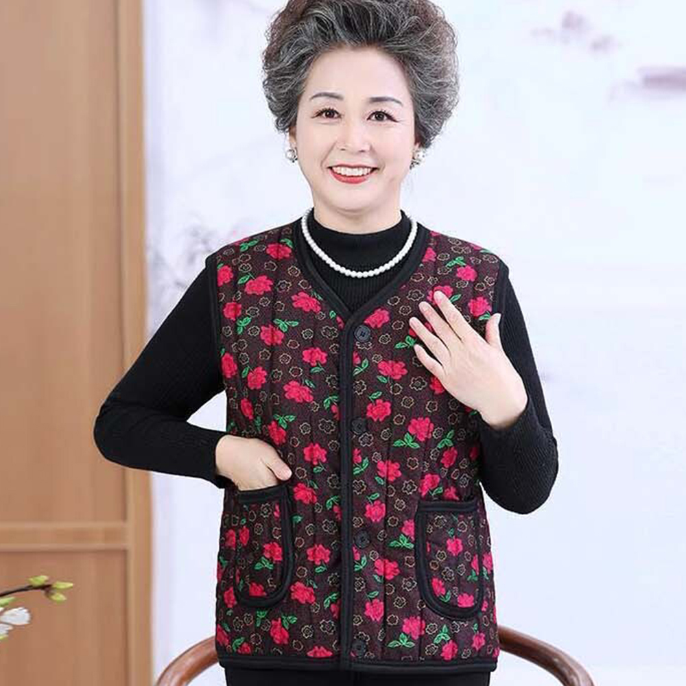 겨울 할머니 김장조끼 꽃무늬 엄니 융털조끼 베스트 6type - 상세 이미지 2