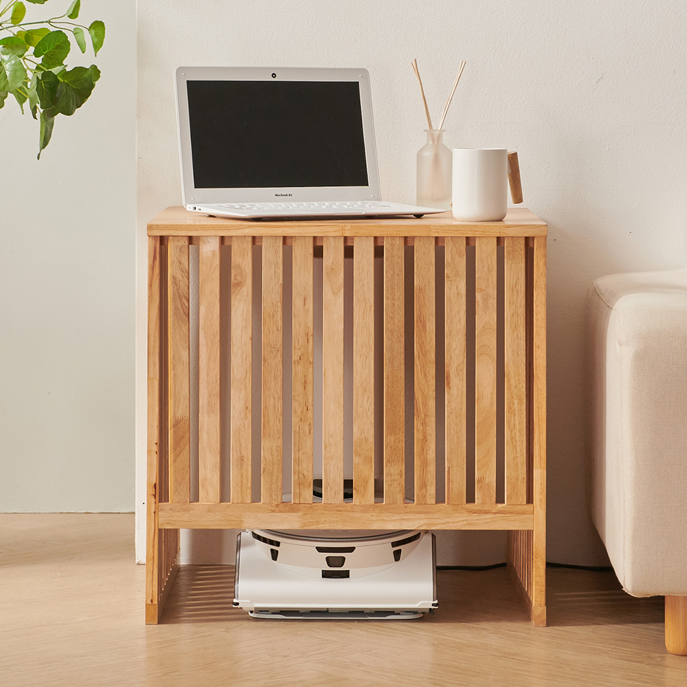 로봇청소기수납장 로보락 에코벡스 호환 원목 로봇청소기장 800, 2단, 고무나무네추럴