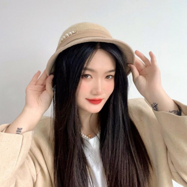 소피안 버킷햇 진주 벙거지모자 털모자 앙고라모자 여성모자 여성겨울모자 겨울모자 여성버킷햇 - 상품 이미지