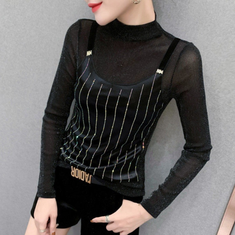조끼스타일망사티 라인댄스복 라틴댄스복 - 상품 이미지