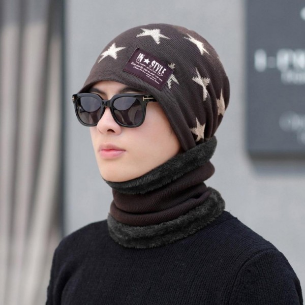 넥워머 남성용 비니세트 비니목토시세트 브라운 방한모자 패션비니 겨울모자 비니모자 니트모자 - 상품 이미지