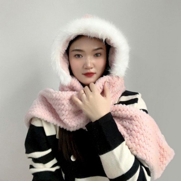 후드 머플러 후드모자 코지데잇 일체형목도리 방한털모자목도리 후디목도리 후드형목도리 여자겨울 - 상품 이미지