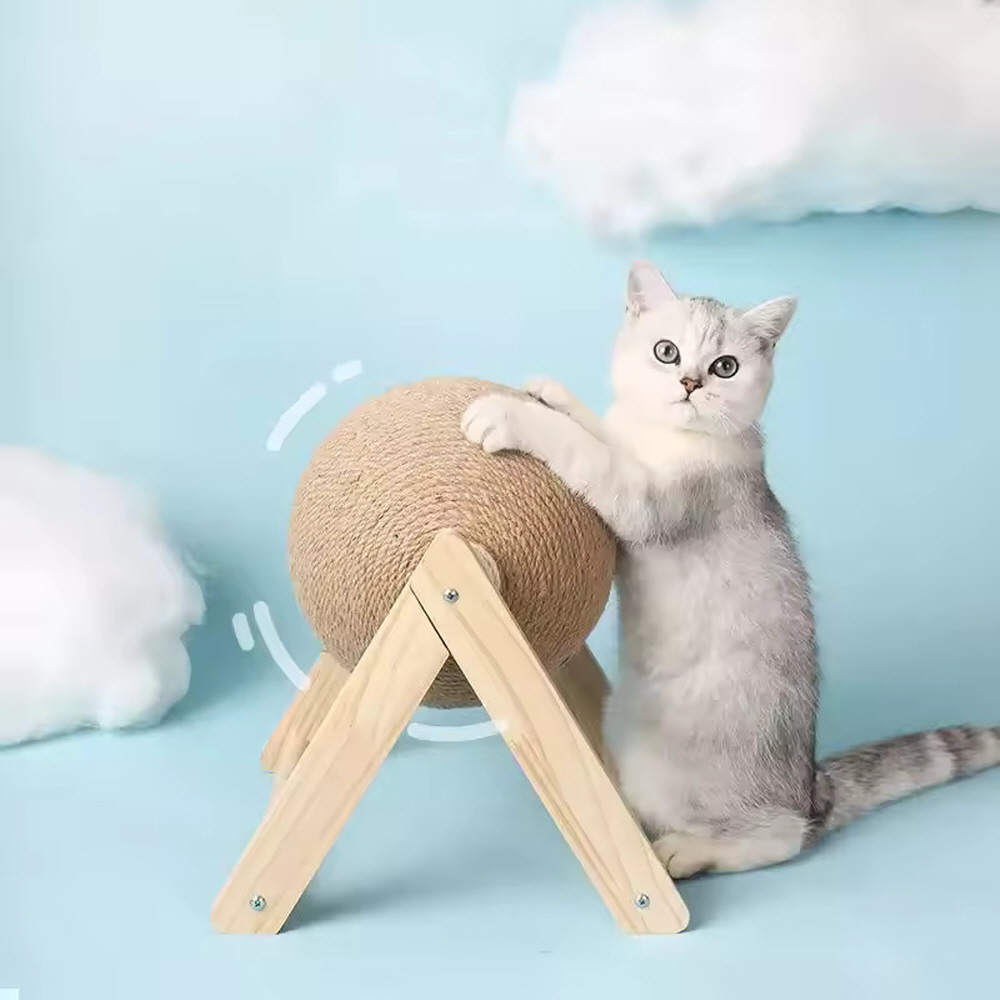 고양이 스크래쳐 삼베로프 회전볼 스크래치공-S - 상품 이미지