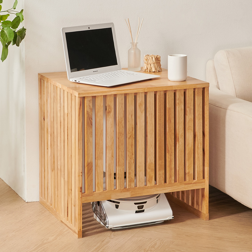 로봇청소기수납장 로보락 에코벡스 호환 원목 로봇청소기장 800, 2단, 고무나무네추럴