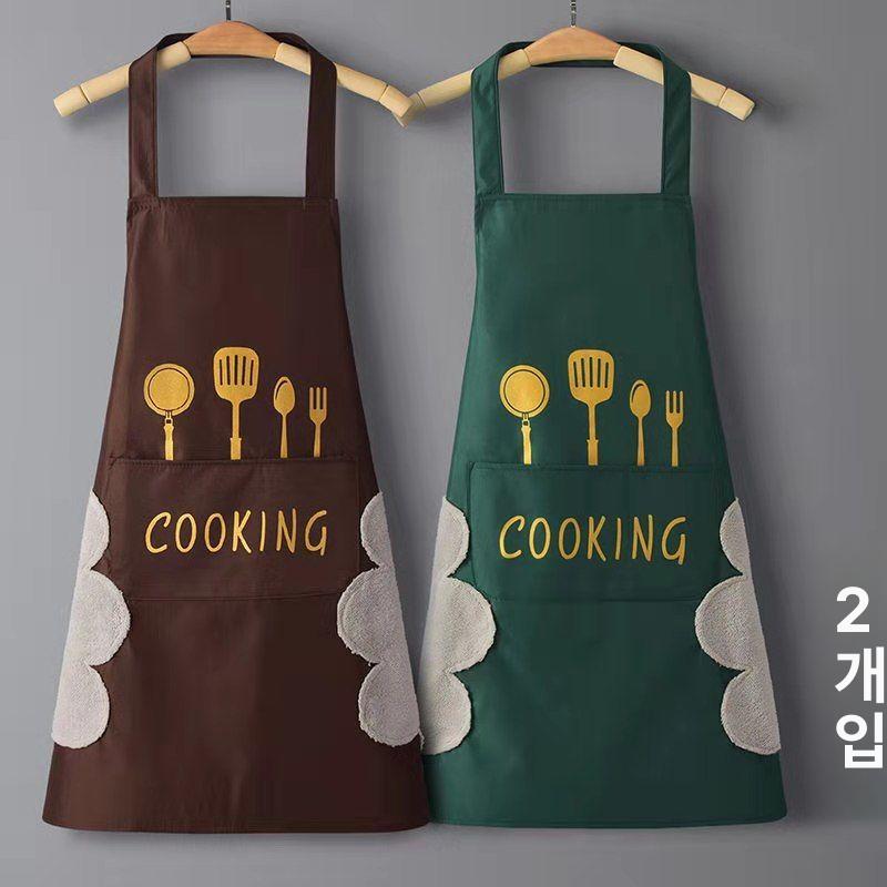 방수 주방 성인 남녀 커플용 경량 작업복 블랙+다크그린 A - 상세 이미지 3