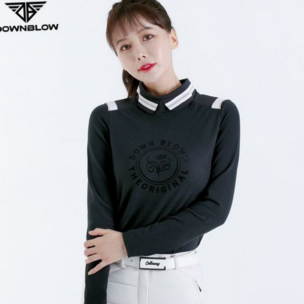루즈핏 여성 라운드 티셔츠 캐주얼 여성 카라 티셔츠 간절기 데 - 상품 이미지