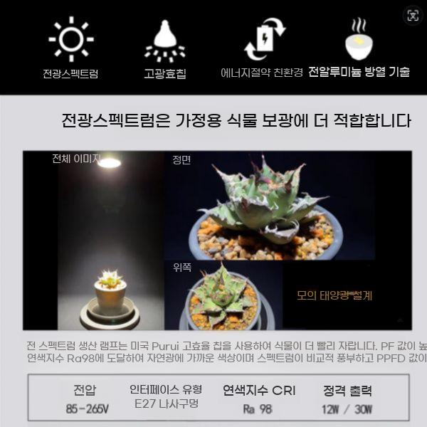 식물키우기 우산 식물등 다육이 키우기 성장등 세트 화분 조명 전구 천장 천장형 - 상세 이미지 4