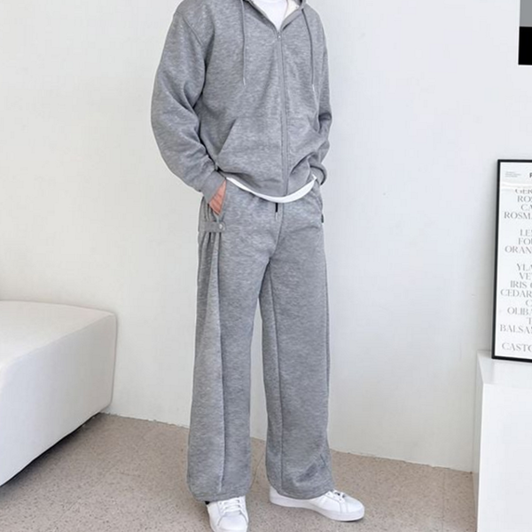 겨울 남성 기모 트레이닝 세트 양털 남자 후드 트레이닝복 와이드 - 상품 이미지