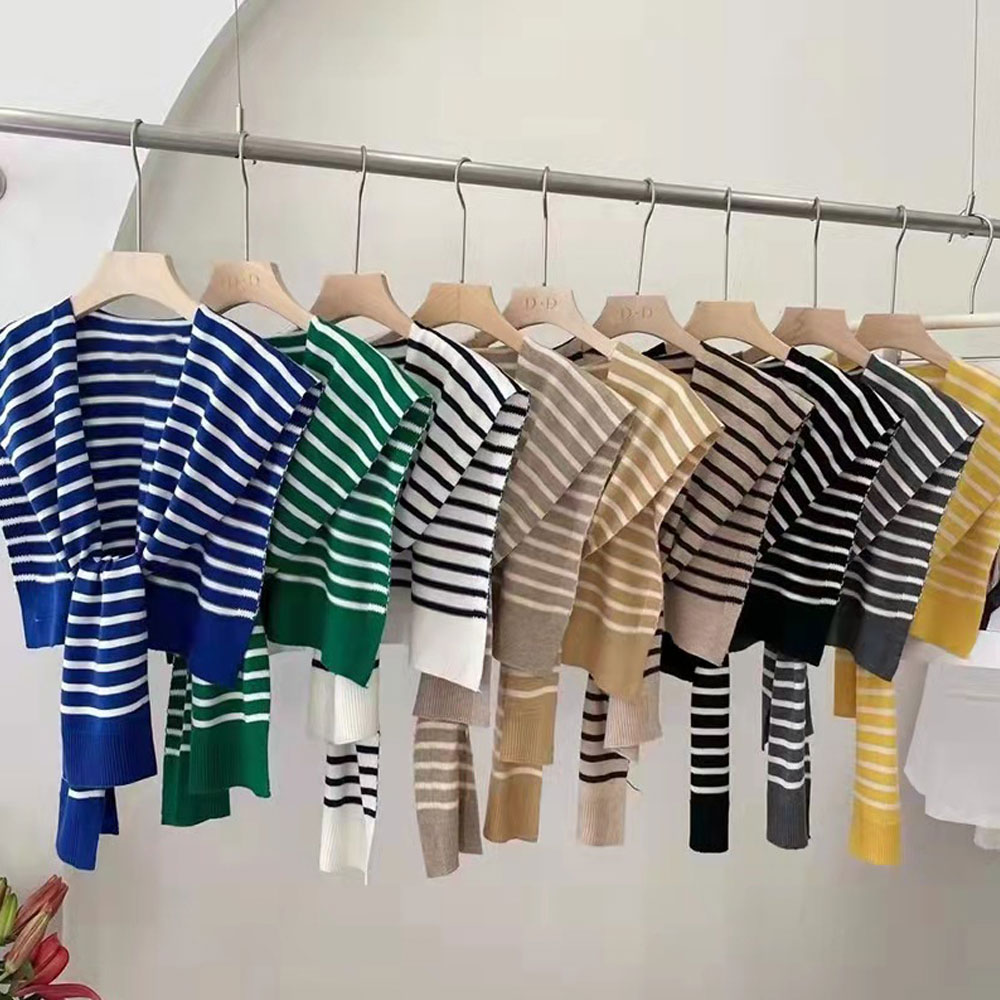레이어드 가디건 단가라 니트 어깨숄 8color DK-0162 - 상품 이미지