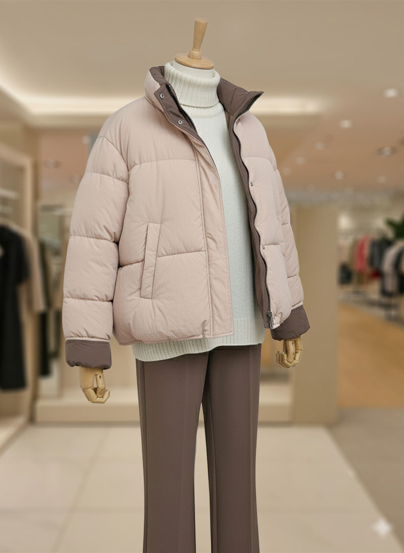 투톤 하이넥 배색 숏패딩 (3color) VWOPJP3EJ36 - 상세 이미지 2