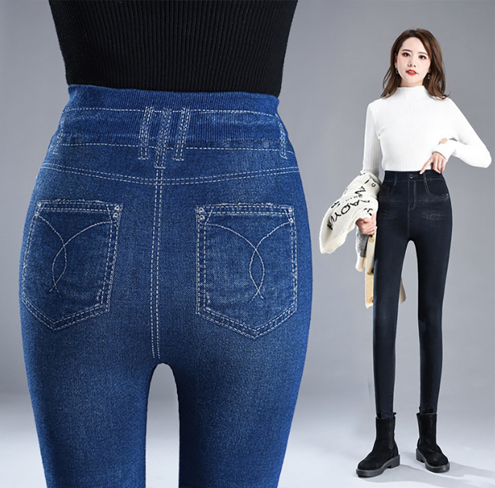 여성 데님 레깅스 블루 블랙 페이크 URK-276 여자레깅스 데님레깅스 밴딩레깅스 편안한레 - 메인 이미지