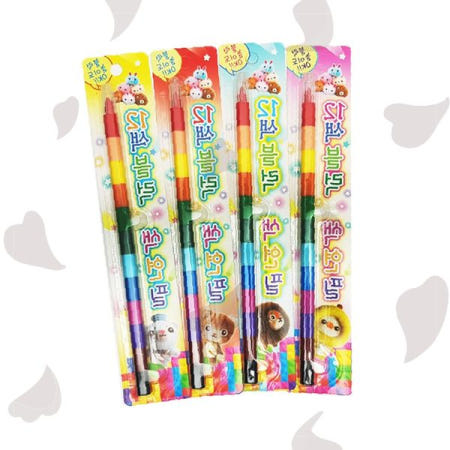 어린이 캐릭터 십이색 블록형 색연필 유치원 미술용품 그리기 도구 아동 컬러링