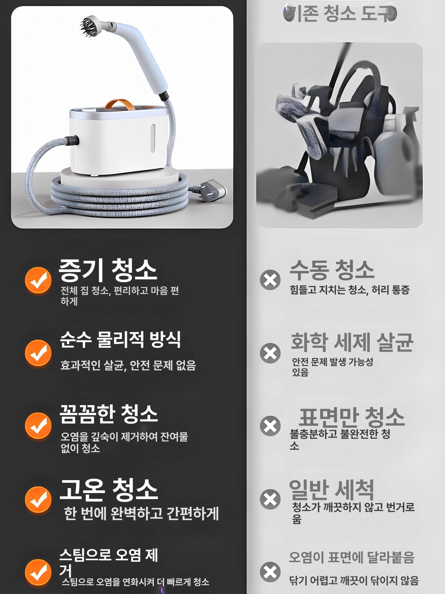 입주청소용품 고온 고압 스팀청소기 주방후드 에어컨 타일 화장실 클리너 표준 B - 상세 이미지 3