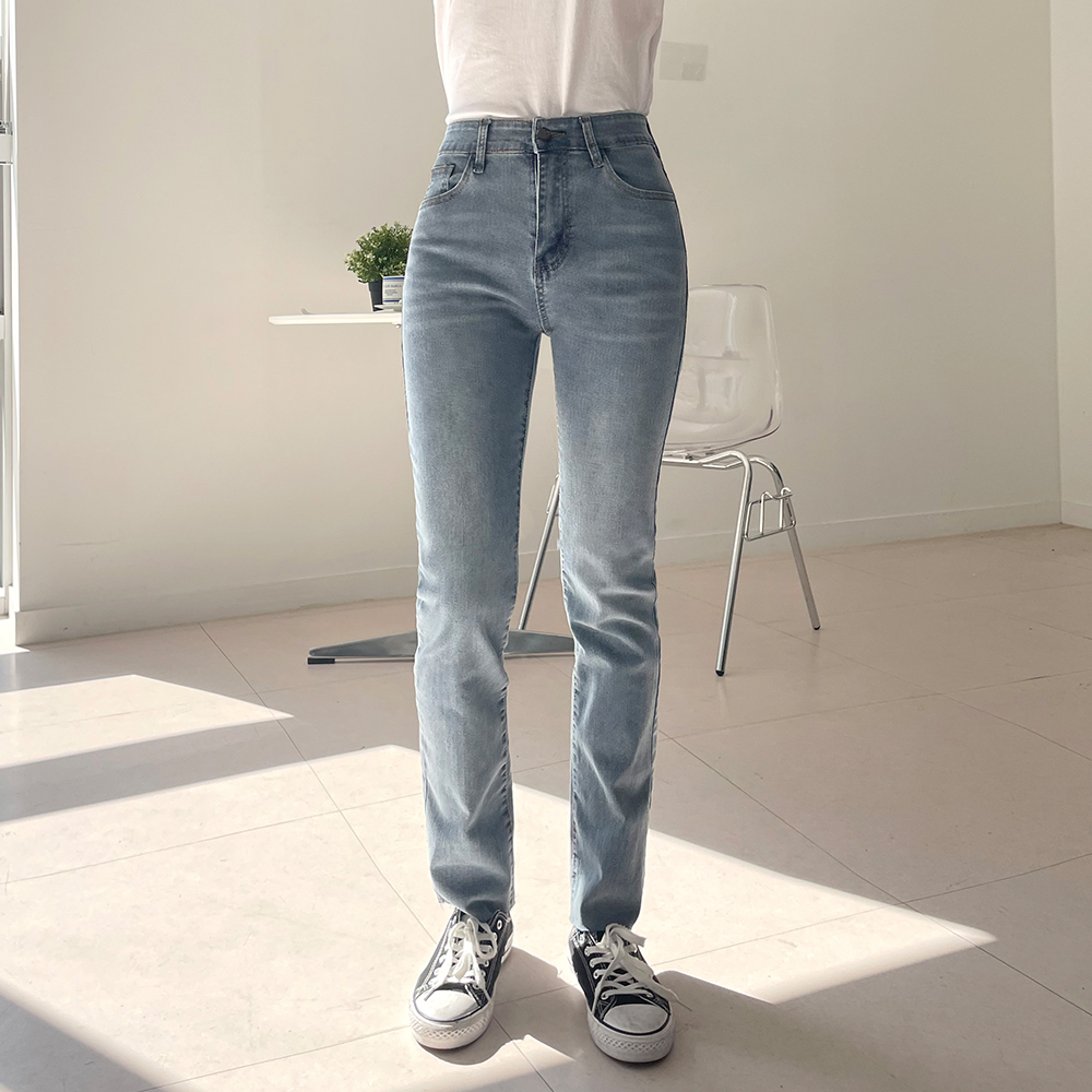 셀프 컷팅 일자 스판 팬츠 - 상품 이미지