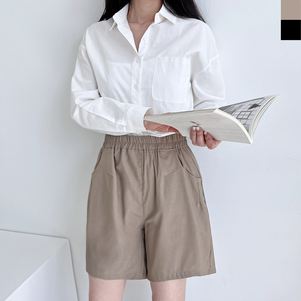 반바지 린넨밴딩 여자프렌치 6258 KSS - 상품 이미지