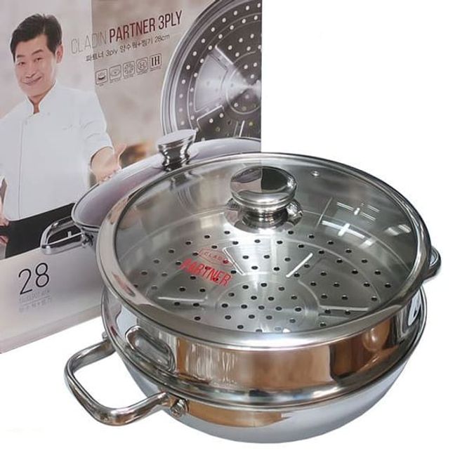 클래딘 찜기 찜냄비 인덕션 찜통 찜솥 냄비 2단 28cm - 상품 이미지