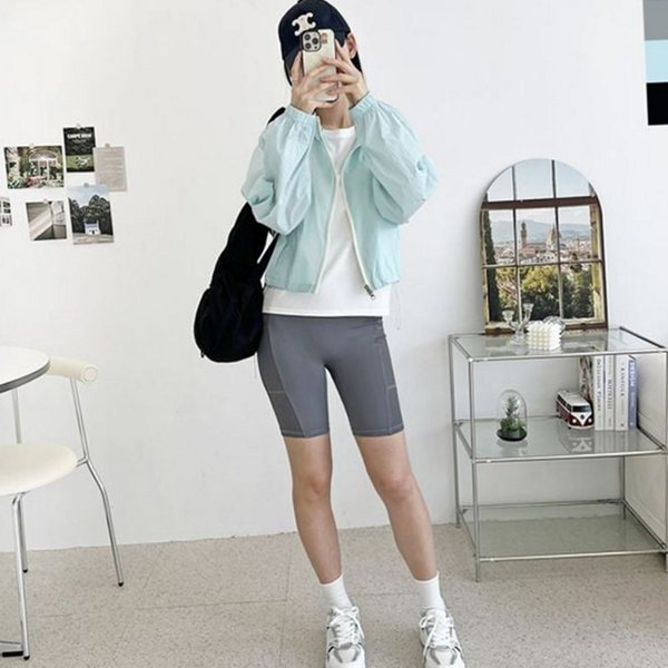 루즈핏 여성 바람막이 점퍼 데 여성 크롭 점퍼 간절기 아우터 - 상품 이미지