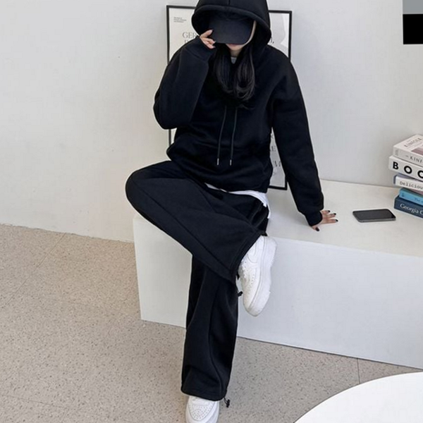 편안한 여성 기모 후드 티 양털 여성 오버핏 후드 티 - 상품 이미지