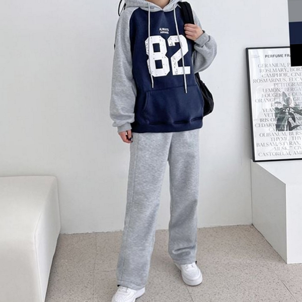빅사이즈 여성 트레이닝 세트 오버핏 여성 후드 트레이닝 운동복 기모 - 상품 이미지