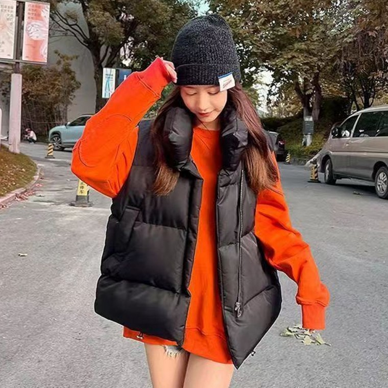 포켓 베이직 폴라 여자 조끼 패딩 - 메인 이미지