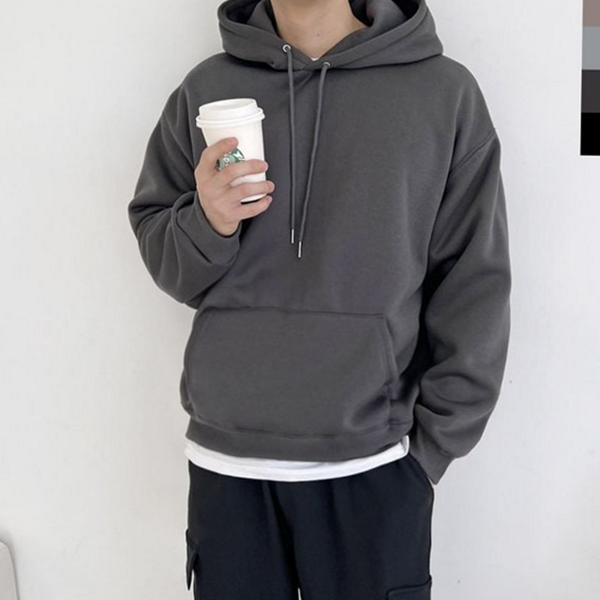 커플 남자 오버핏 후드 티 양털 남자 기모 후드 티 - 상품 이미지