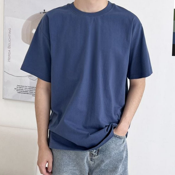루즈핏 남자 오버핏 티셔츠 캐주얼 남자 반팔 티셔츠 기본 여름 - 상품 이미지