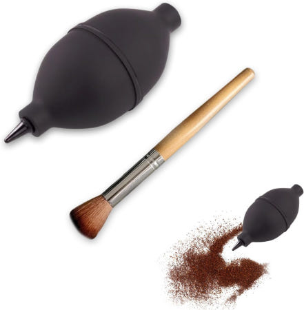 [해외]야피기 2팩 커피 그라인더 브러시 도구 세트 에스프레소 청소기 수동 송풍기 카메라 먼지 호두나무 손잡이 바리스타 휴대용 필터 청소 액세서리 로켓