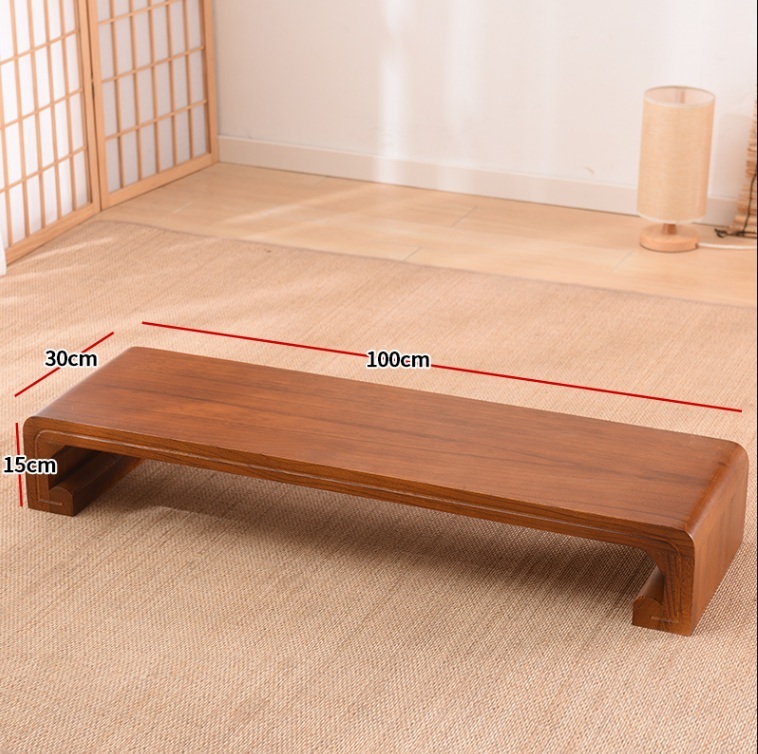 원목티테이블 낮은 다다미 다크우드 통원목 고급스러운 홈카페 찻상 꽃배색 100x30x15 - 상품 이미지