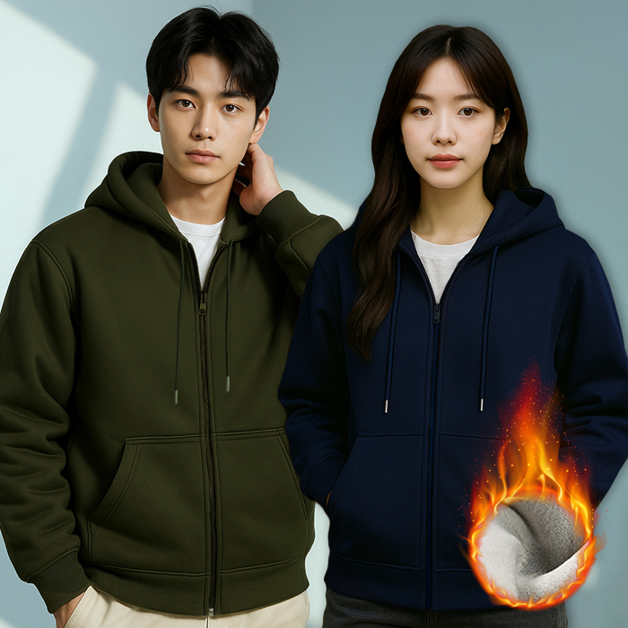 데일리 남.녀공용 웜코어 오버핏 기모 후드집업 6color - 상품 이미지