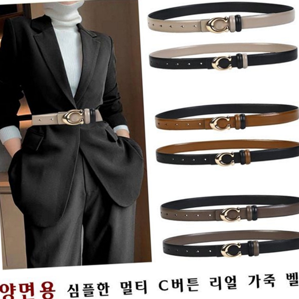 얇은 여성 가죽 벨트 데 여자 정장 벨트 오피스 소가죽 - 상품 이미지