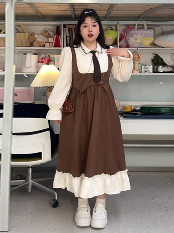 빅사이즈 경성의복 개화기의상 페이크투피스 롱 원피스 - 상세 이미지 5