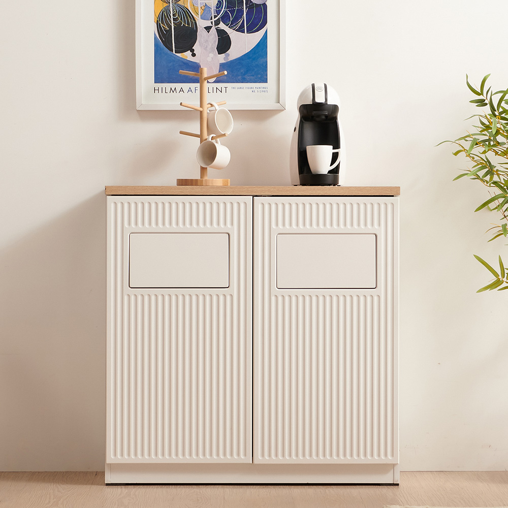 인테리어 분리수거수납장 재활용 분리형 대용량 사무실 카페 수납장 1구, 화이트