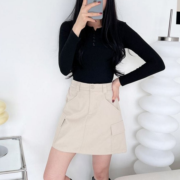 데 여성 카고 스커트 플레어 여성 미니 스커트 속바지 벨트 - 상품 이미지