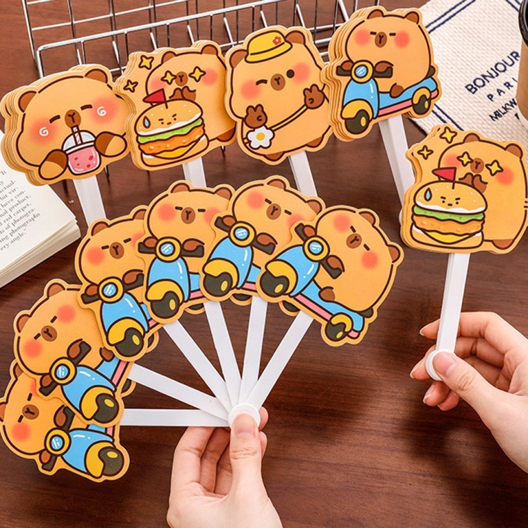부채 여름 캐릭터 카피바라 접이식 양면 선물 휴대용 포켓 미니 손부채 단체선물 사은품 행사 - 메인 이미지